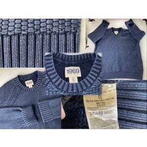 Gap Raglan Crewneck Sweater Men XL Rib Knit Heavyweight Fisherman Textured Thick